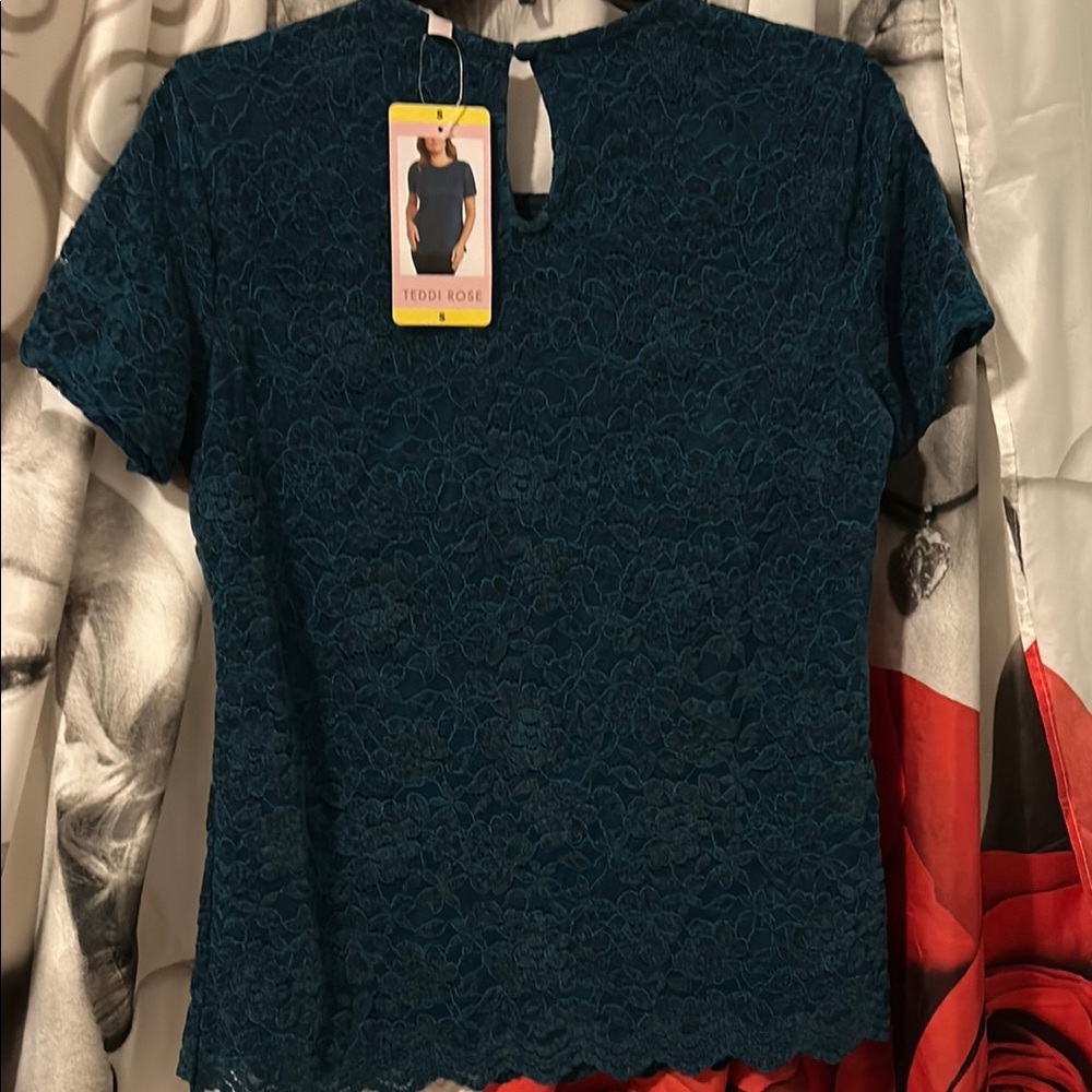Women's Teal Lace Top